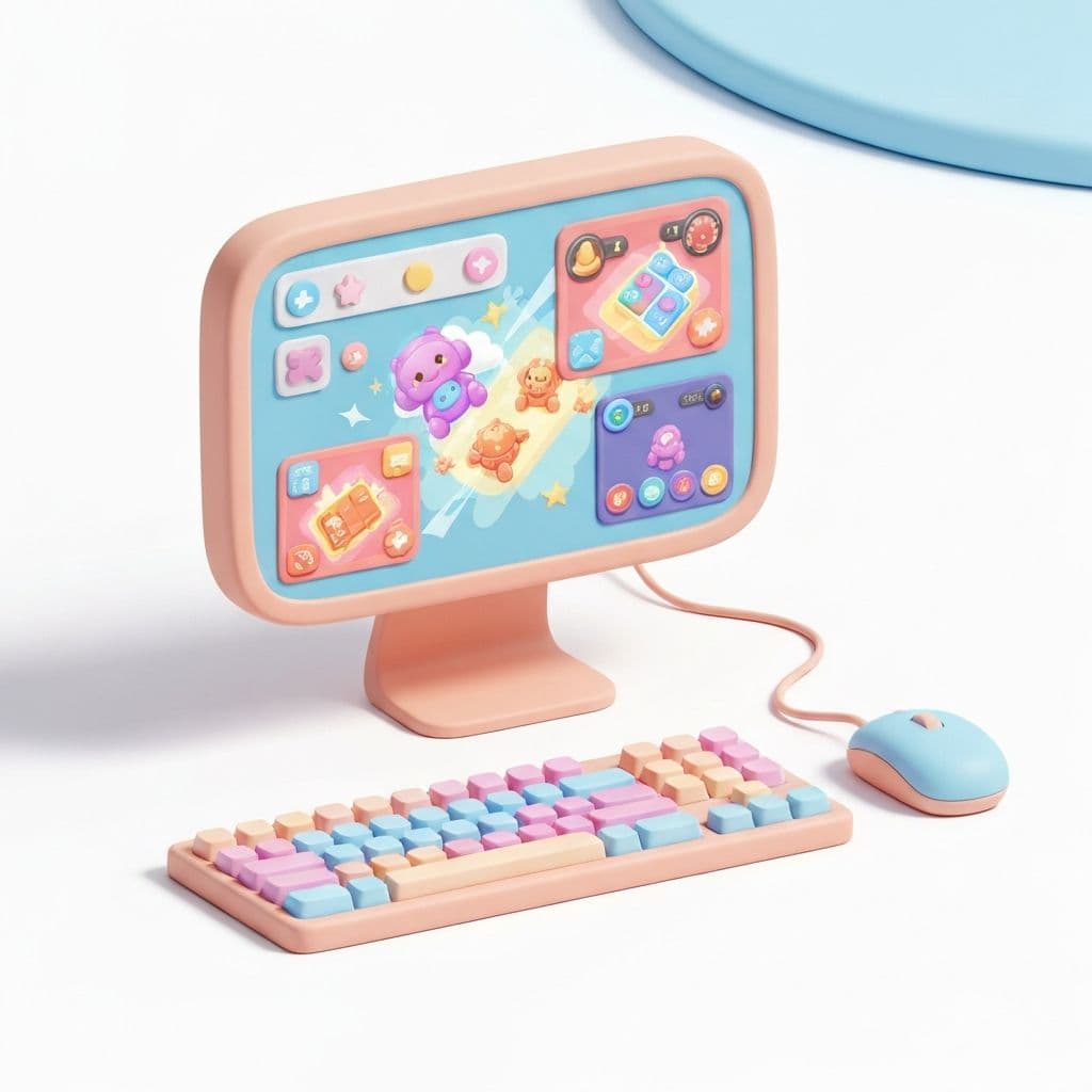 Cartoon illustration of a desktop computer